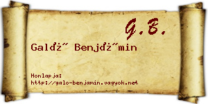 Galó Benjámin névjegykártya